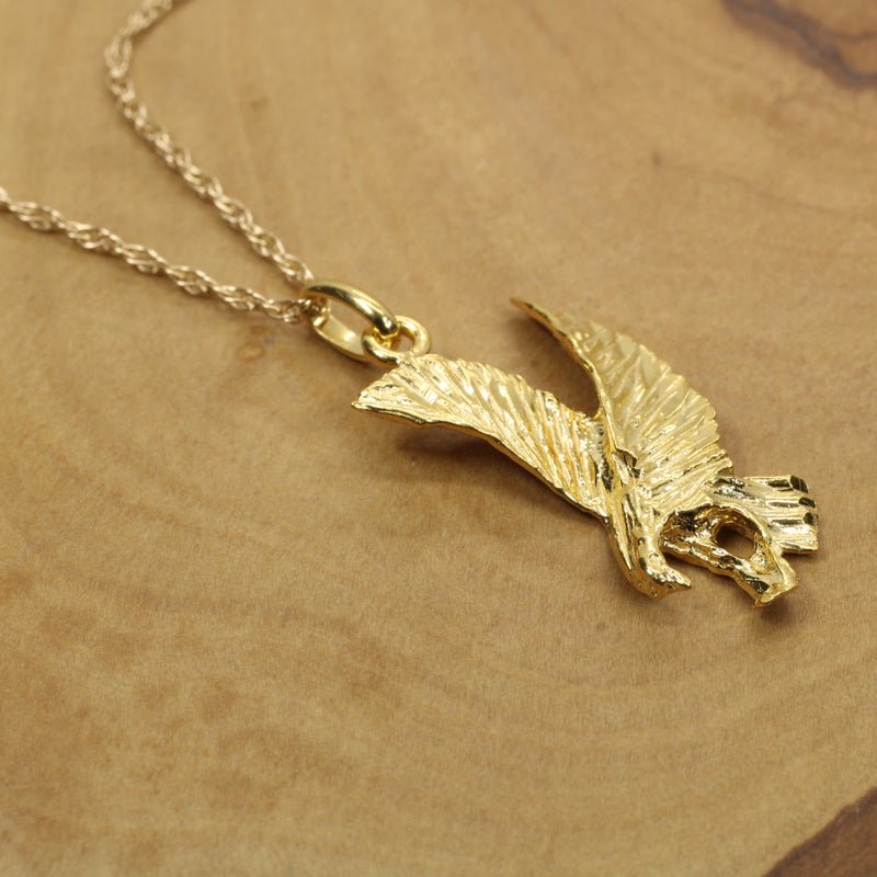 Gold Eagle Necklace for him or her made in 14kt gold vermeil