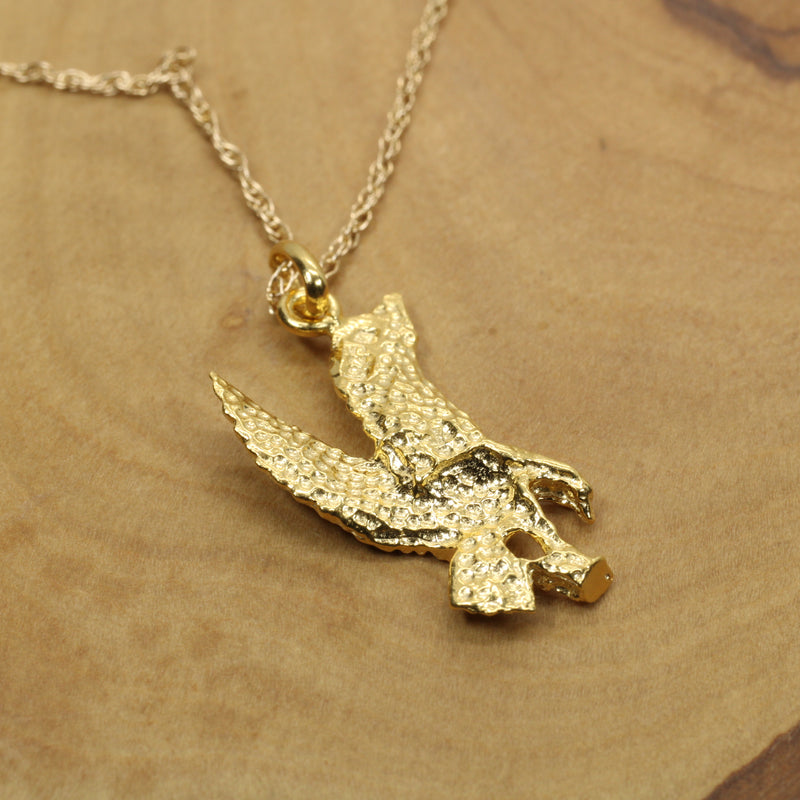 Gold Eagle Necklace for him or her made in 14kt gold vermeil