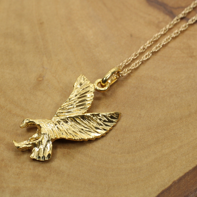 Gold Eagle Necklace for him or her made in 14kt gold vermeil