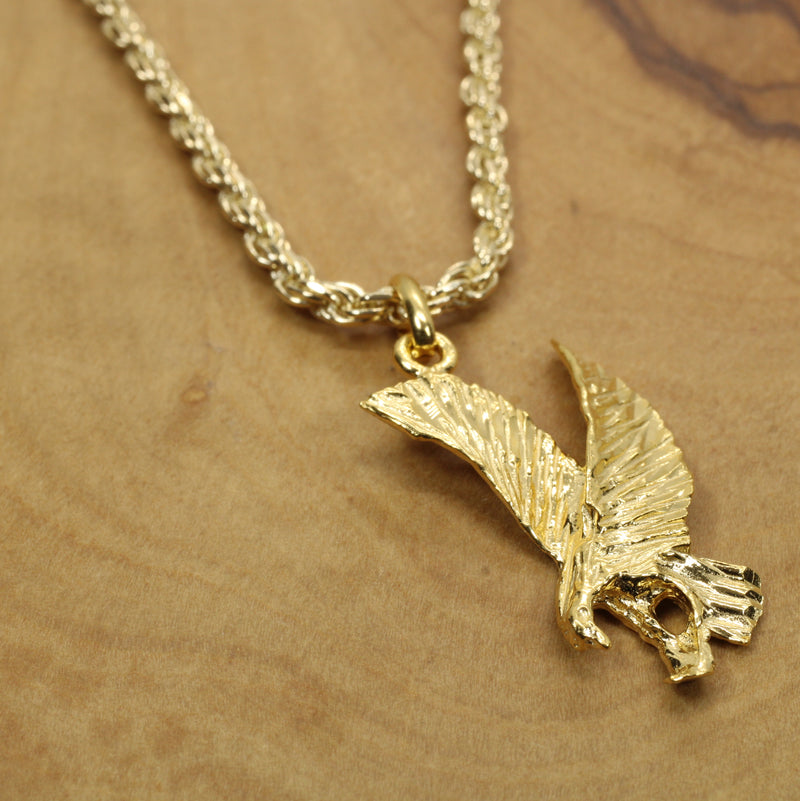 Gold Eagle Necklace for him or her made in 14kt gold vermeil