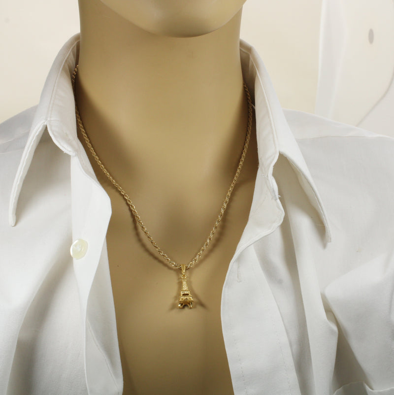 Gold Eiffel Tower Necklace for him or her made in gold vermeil