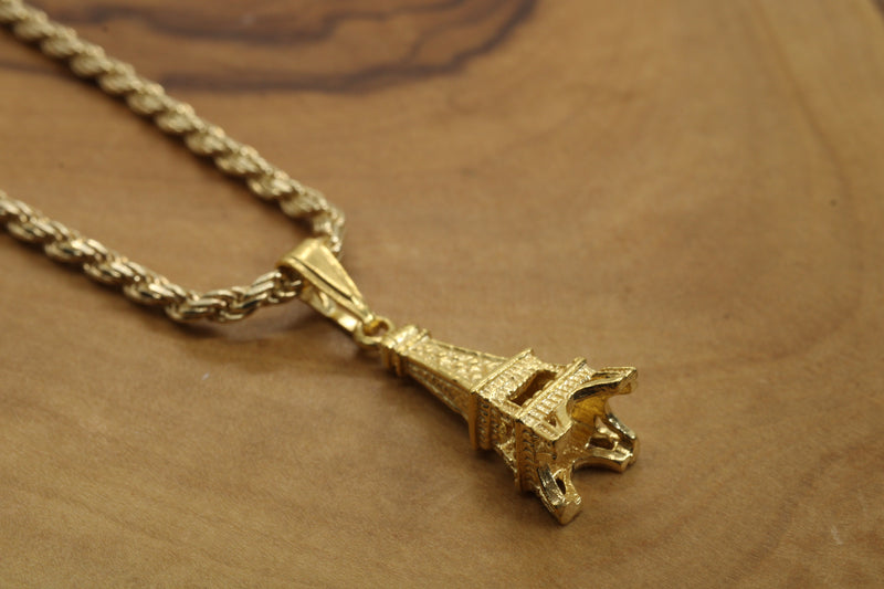 Gold Eiffel Tower Necklace for him or her made in gold vermeil