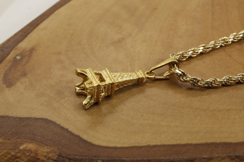 Gold Eiffel Tower Necklace for him or her made in gold vermeil