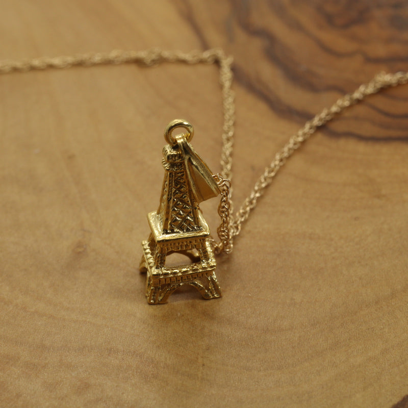 Gold Eiffel Tower Necklace for him or her made in gold vermeil