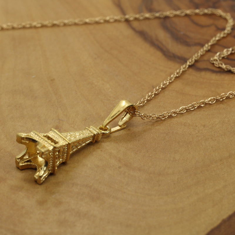 Gold Eiffel Tower Necklace for him or her made in gold vermeil