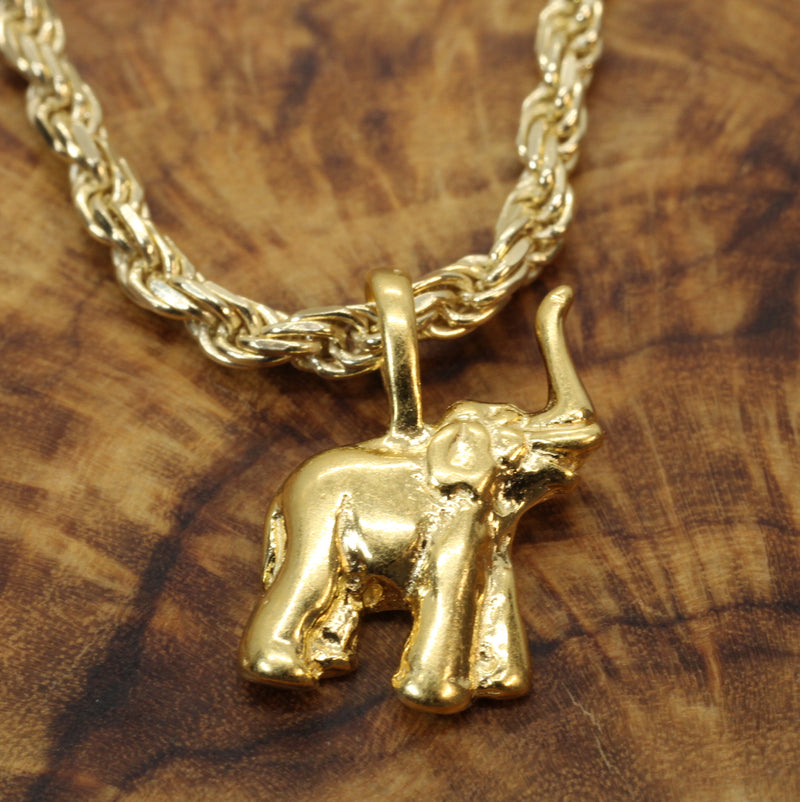 Gold Elephant Necklace in 14kt Gold Vermeil, Zoo Animal Gift