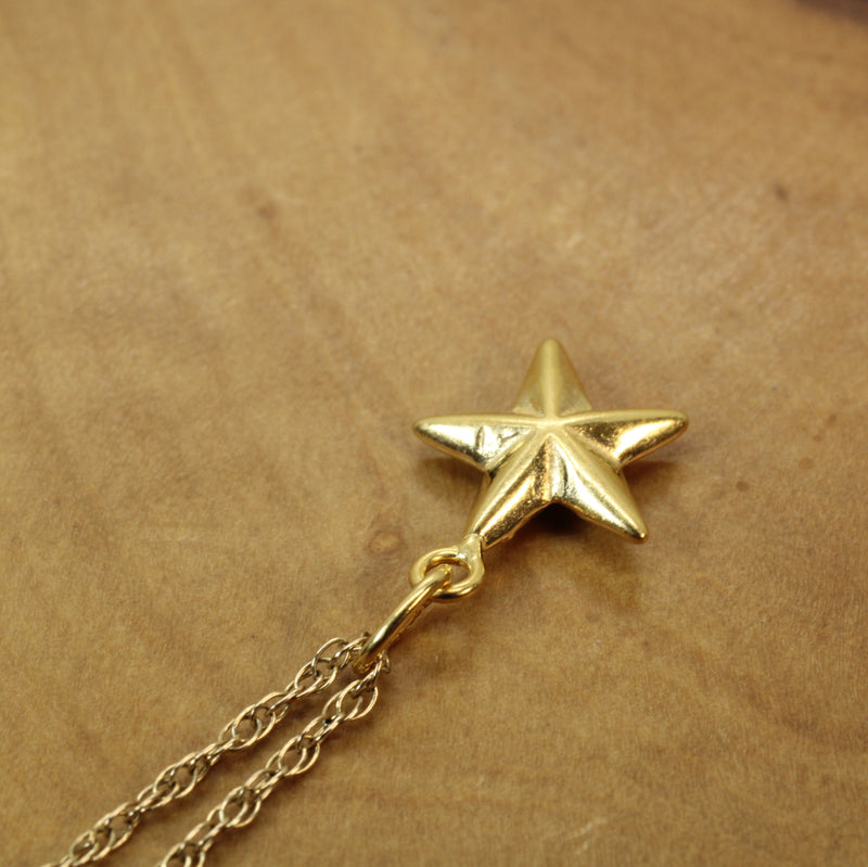 Gold Small 3-D Star Necklace made in 14kt gold vermeil for him or her