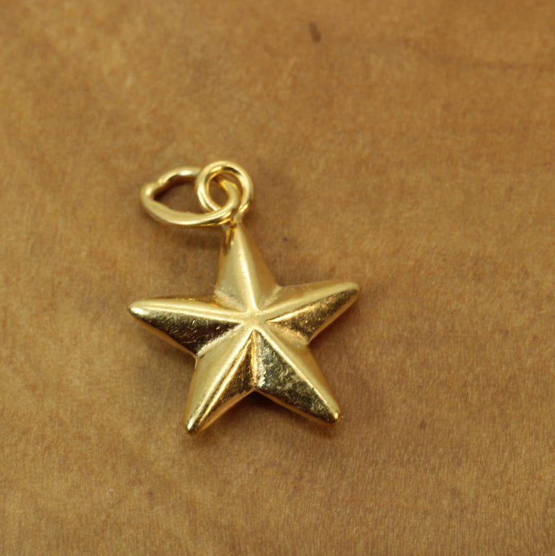 Gold Small 3-D Star Necklace made in 14kt gold vermeil for him or her