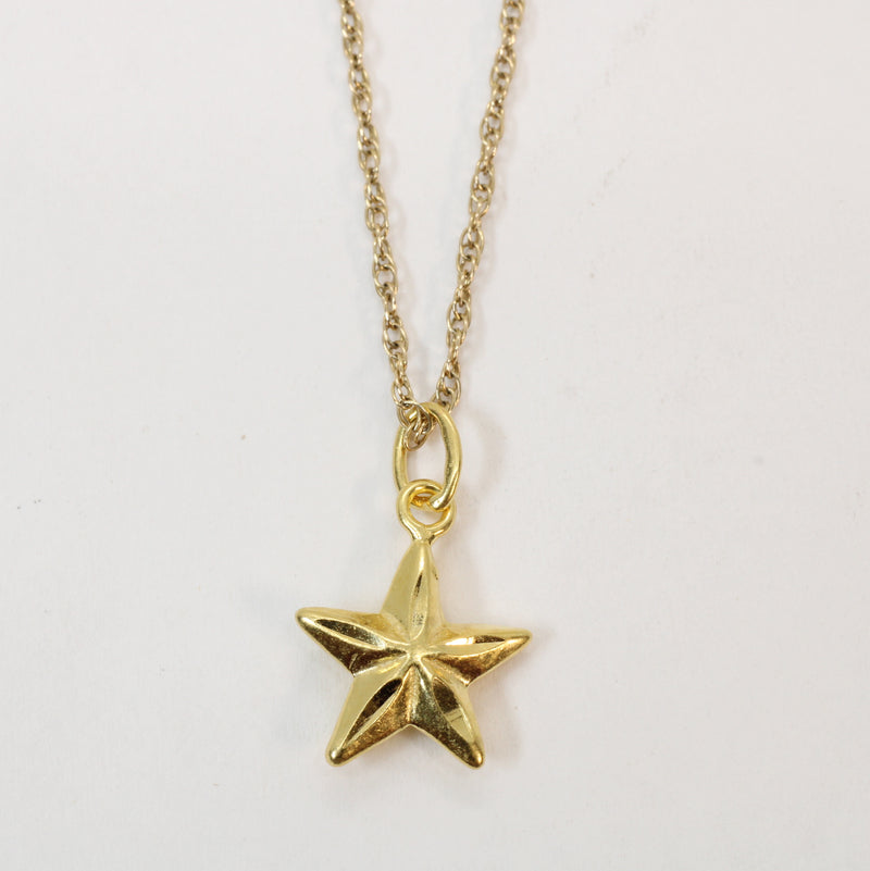 Gold Small 3-D Star Necklace made in 14kt gold vermeil for him or her