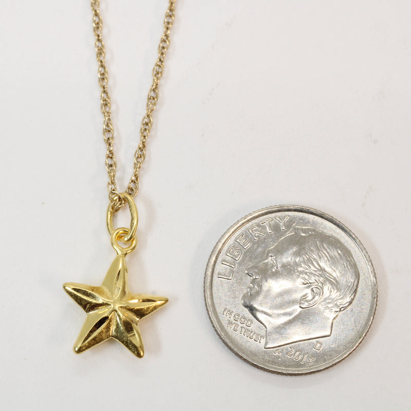 Gold Small 3-D Star Necklace made in 14kt gold vermeil for him or her