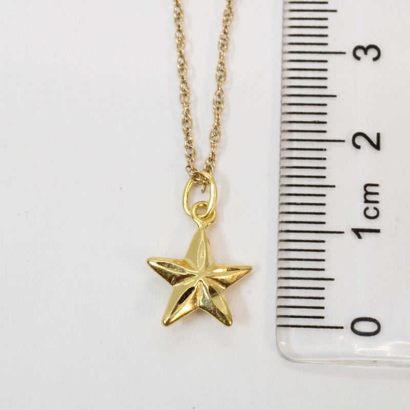 Gold Small 3-D Star Necklace made in 14kt gold vermeil for him or her
