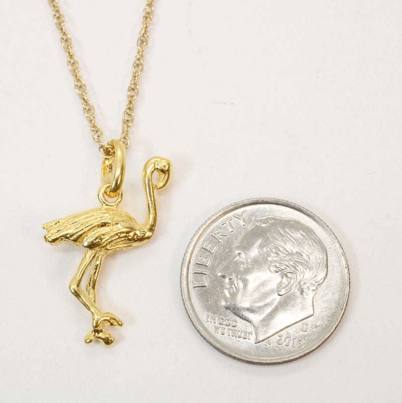 Gold Flamingo or Stork Necklace in 14kt Gold Vermeil for him or her