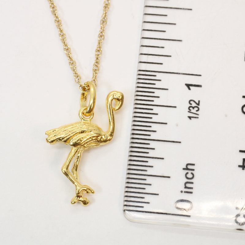 Gold Flamingo or Stork Necklace in 14kt Gold Vermeil for him or her
