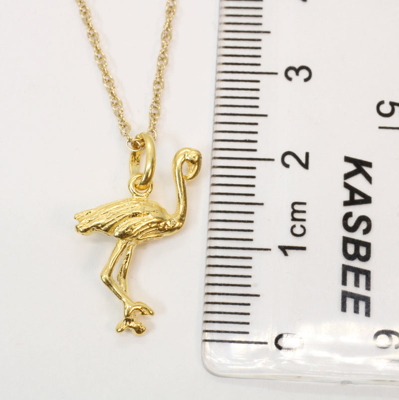 Gold Flamingo or Stork Necklace in 14kt Gold Vermeil for him or her