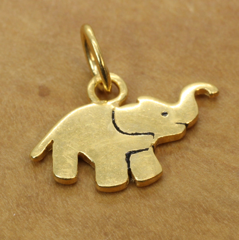 Gold Elephant Silhouette Necklace with Black Enamel in 14kt Gold Vermeil
