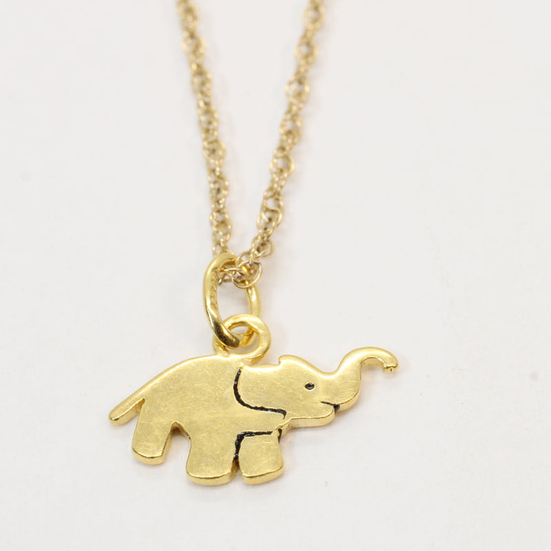 Gold Elephant Silhouette Necklace with Black Enamel in 14kt Gold Vermeil