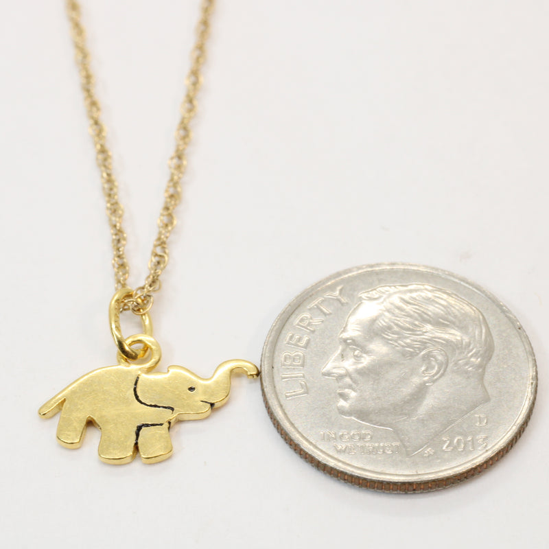 Gold Elephant Silhouette Necklace with Black Enamel in 14kt Gold Vermeil