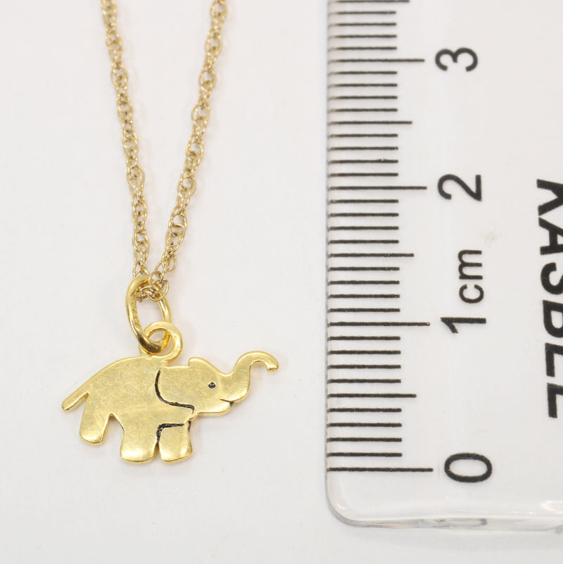 Gold Elephant Silhouette Necklace with Black Enamel in 14kt Gold Vermeil