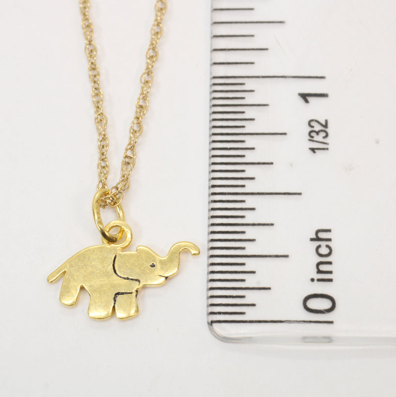 Gold Elephant Silhouette Necklace with Black Enamel in 14kt Gold Vermeil