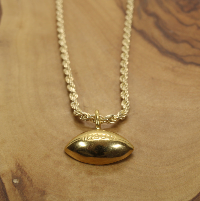 Gold Football Necklace for him or her made in 14kt gold vermeil
