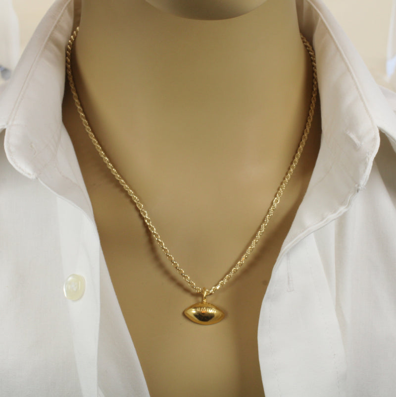 Gold Football Necklace for him or her made in 14kt gold vermeil