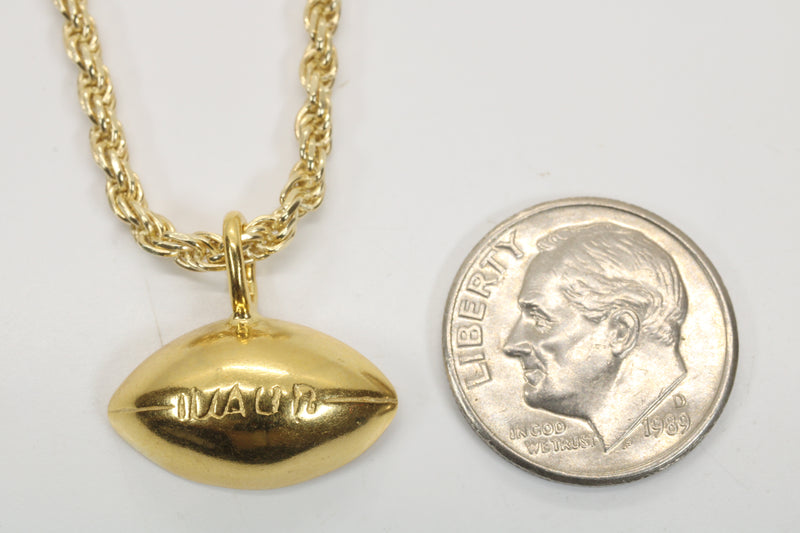 Gold Football Necklace for him or her made in 14kt gold vermeil