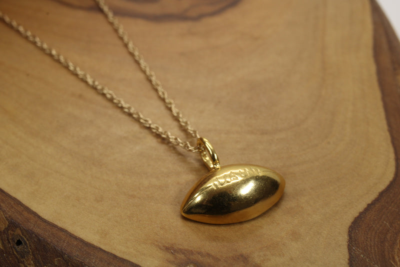 Gold Football Necklace for him or her made in 14kt gold vermeil