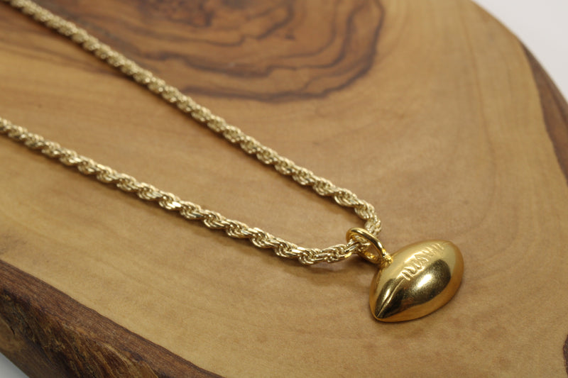 Gold Football Necklace for him or her made in 14kt gold vermeil