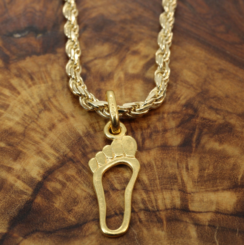 Gold Footprint Silhouette Necklace made in 14kt gold vermeil