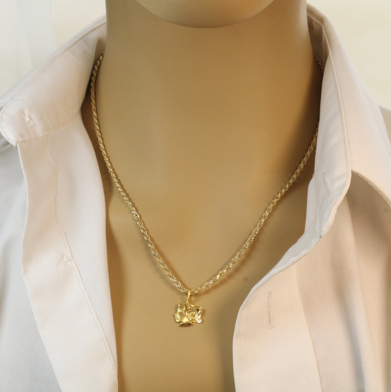 Gold Little Girls Head Necklace made in 14kt gold Vermeil for him or her