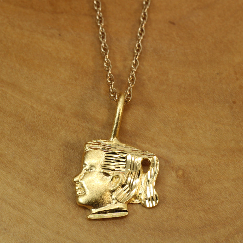 Gold Little Girls Head Necklace made in 14kt gold Vermeil for him or her