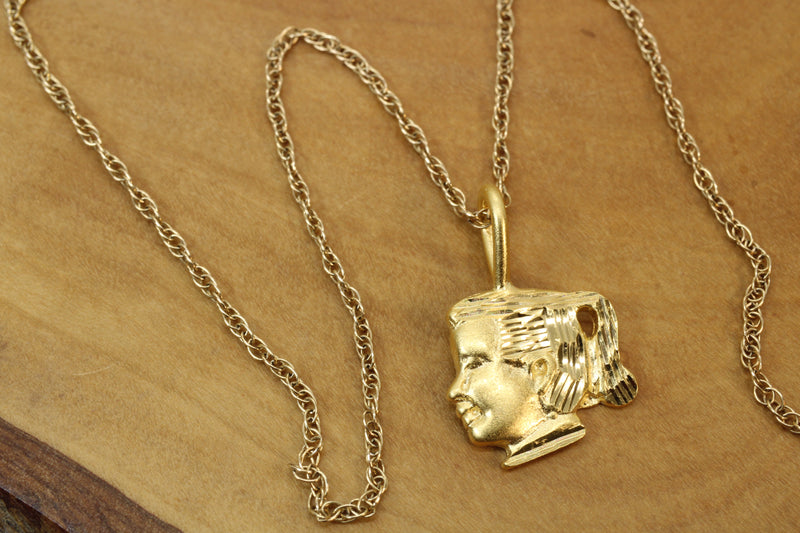 Gold Little Girls Head Necklace made in 14kt gold Vermeil for him or her