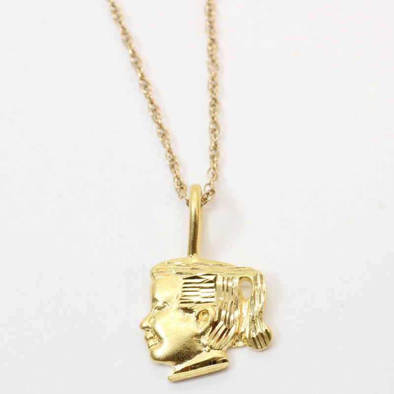 Gold Little Girls Head Necklace made in 14kt gold Vermeil for him or her