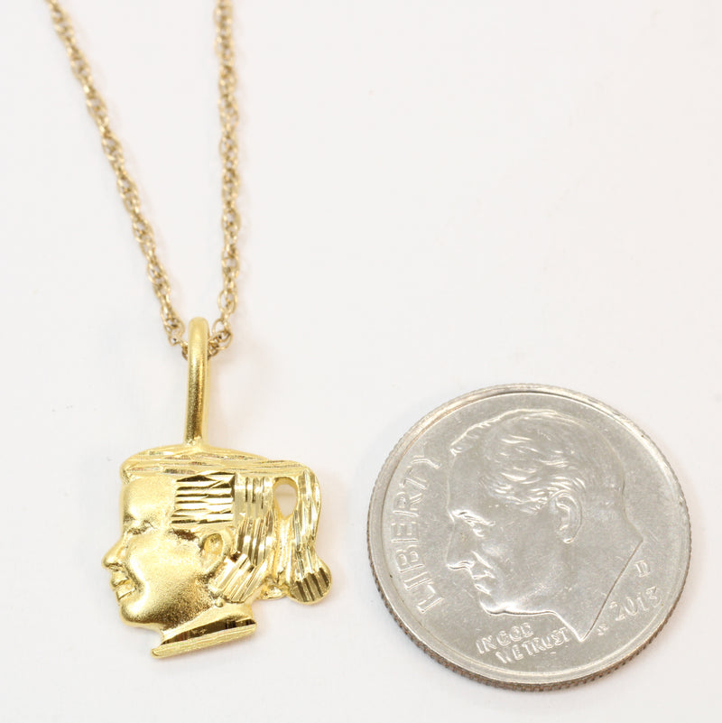 Gold Little Girls Head Necklace made in 14kt gold Vermeil for him or her