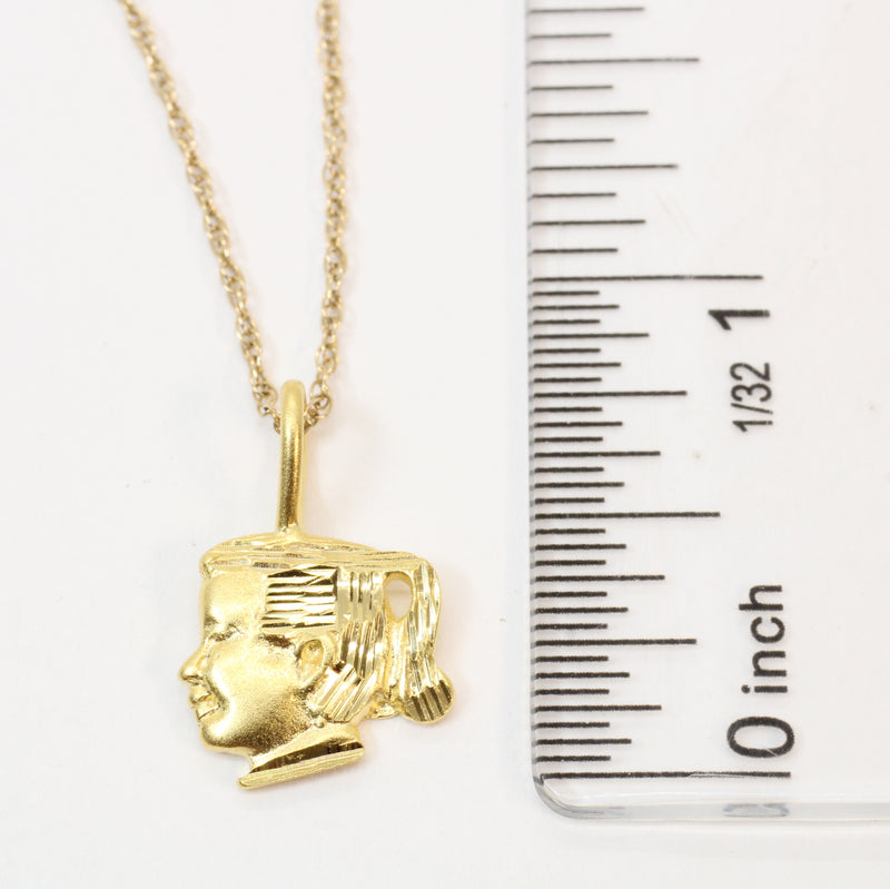 Gold Little Girls Head Necklace made in 14kt gold Vermeil for him or her