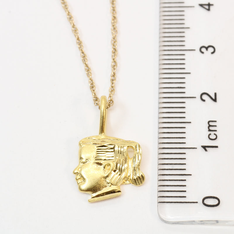 Gold Little Girls Head Necklace made in 14kt gold Vermeil for him or her
