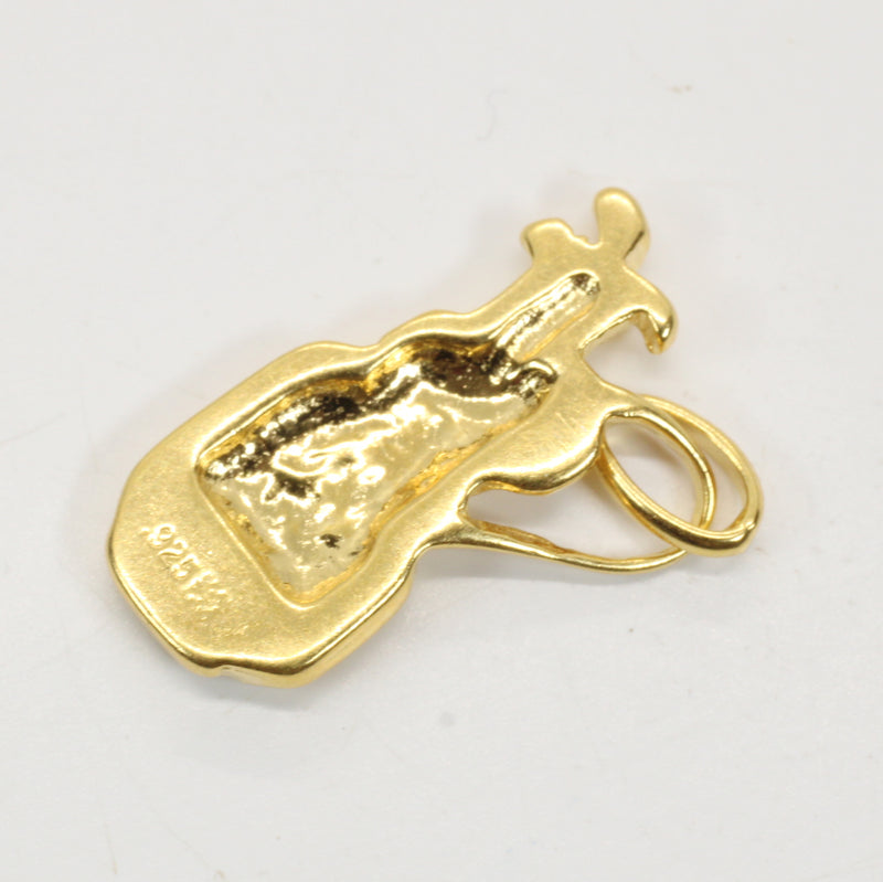 Gold 2d Golf Clubs with Bag Necklace for him or her made in 14kt gold vermeil