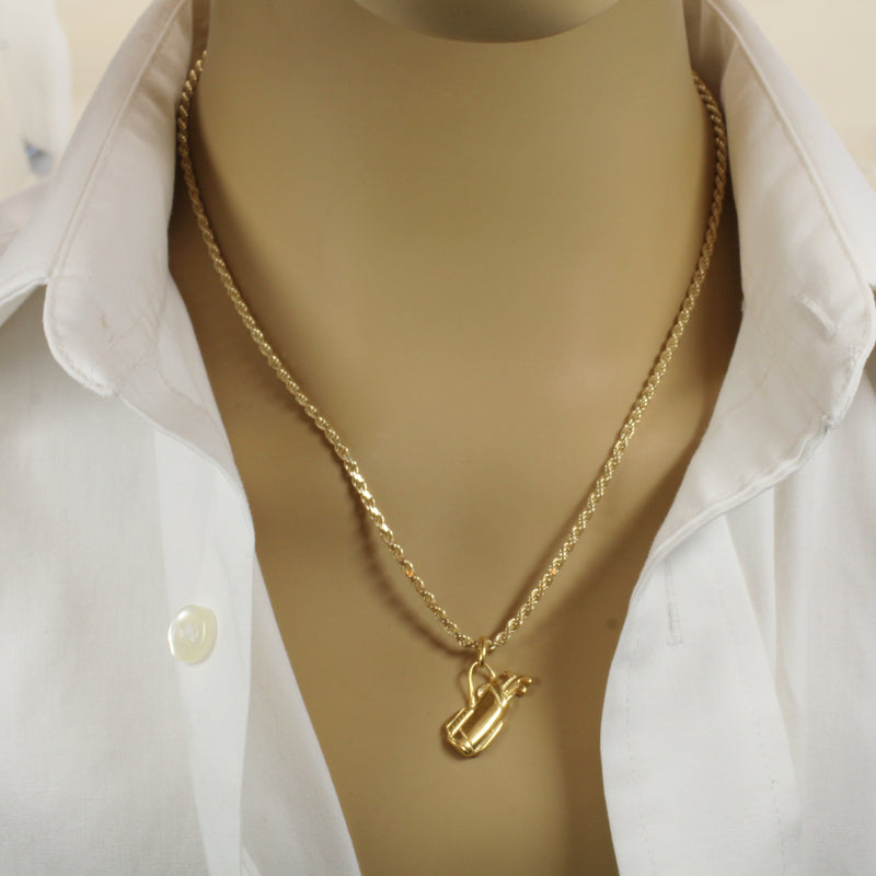 Gold 2d Golf Clubs with Bag Necklace for him or her made in 14kt gold vermeil