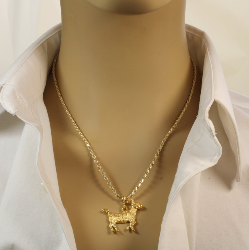 Gold G.O.A.T. Goat Necklace Greatest of All Time Person 14kt gold vermeil