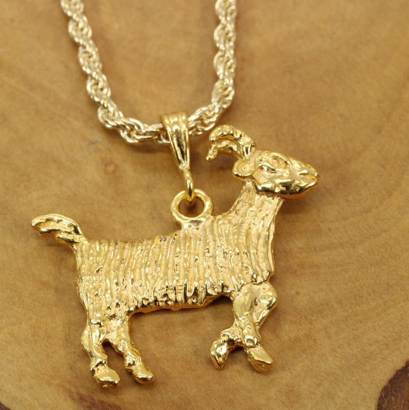 Gold G.O.A.T. Goat Necklace Greatest of All Time Person 14kt gold vermeil