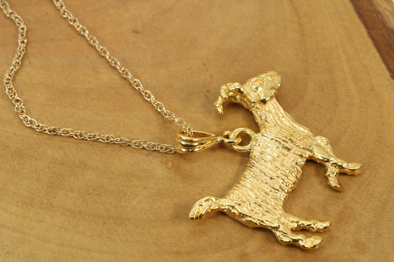 Gold G.O.A.T. Goat Necklace Greatest of All Time Person 14kt gold vermeil