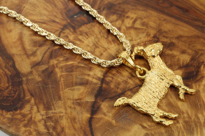 Gold G.O.A.T. Goat Necklace Greatest of All Time Person 14kt gold vermeil