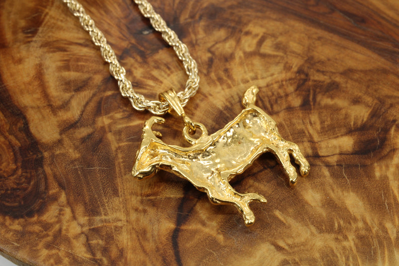 Gold G.O.A.T. Goat Necklace Greatest of All Time Person 14kt gold vermeil