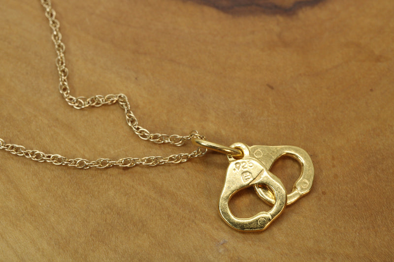 Gold Handcuffs Necklace for him or her made in 14kt gold vermeil