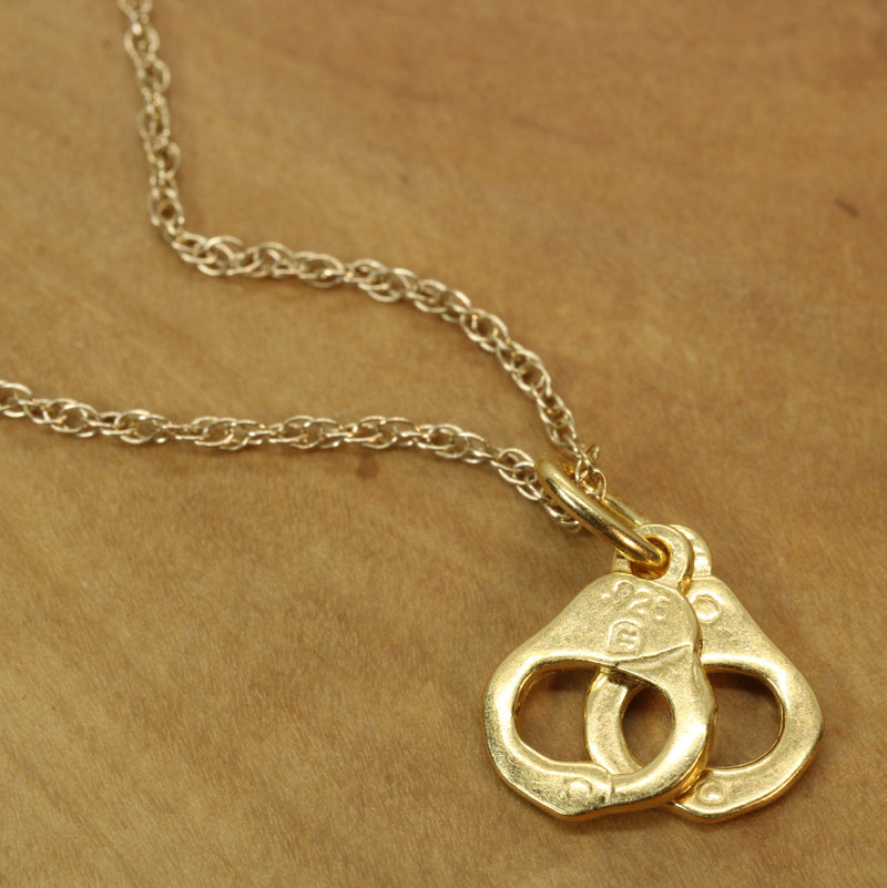 Gold Handcuffs Necklace for him or her made in 14kt gold vermeil