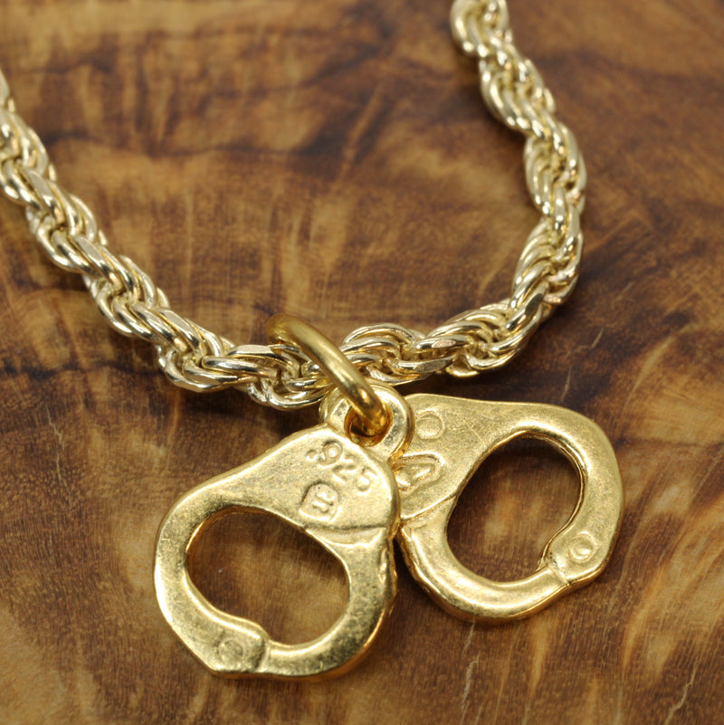Gold Handcuffs Necklace for him or her made in 14kt gold vermeil