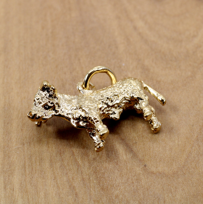 Prize Hereford or Charolais Bull Charm in 14kt Gold Vermeil