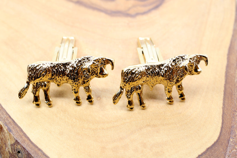 Gold Hereford Bull Cuff Links in 14kt Gold Vermeil for Him