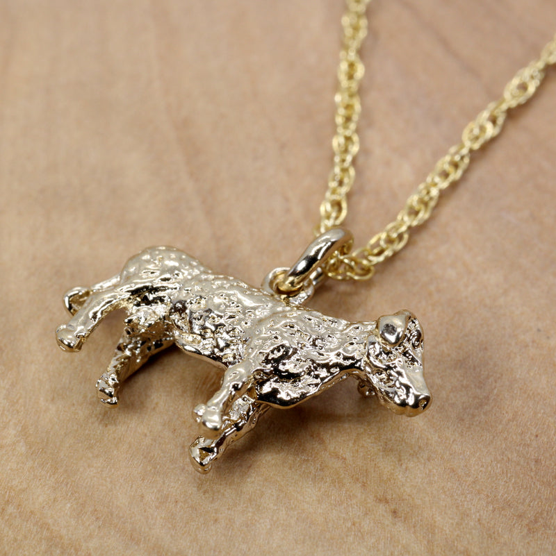 Hereford or Charolais Cow Necklace or Charm in 14kt gold vermeil