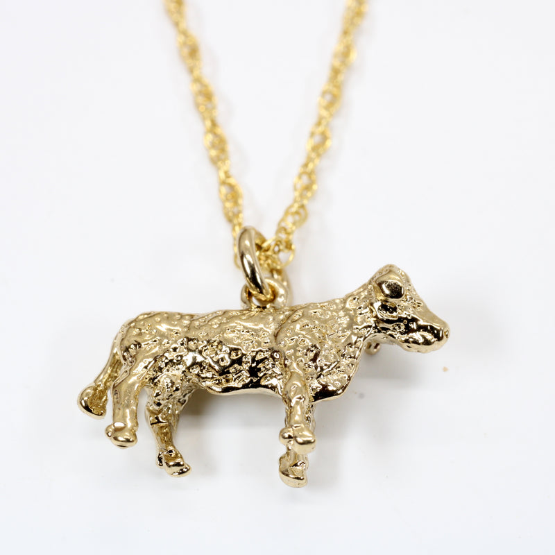 Hereford or Charolais Cow Necklace or Charm in 14kt gold vermeil